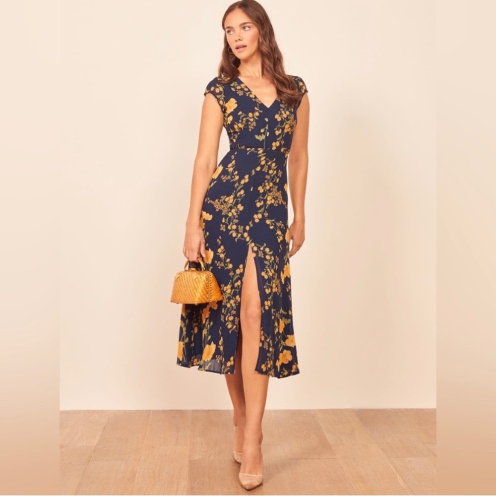 Reformation Wellfleet Bernadette Floral Midi Dress